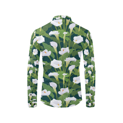 Lily Pattern Print Design 04 Men's Long Sleeve Shirt