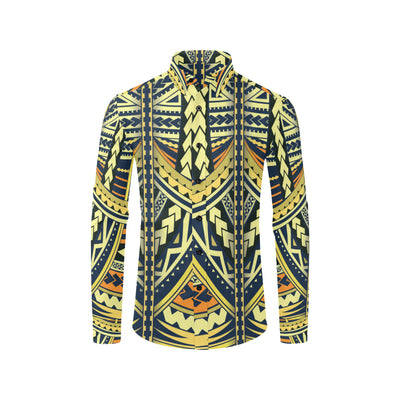 Polynesian Tattoo Print Men's Long Sleeve Shirt