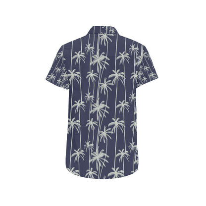 Palm Tree Pattern Print Design PT06 Men's Short Sleeve Button Up Shirt