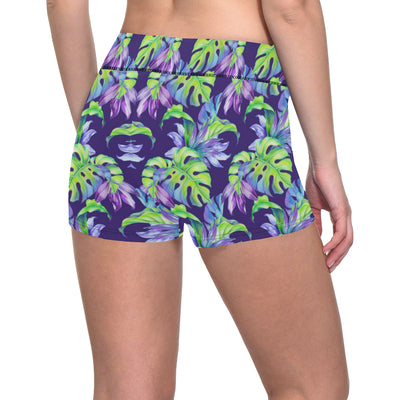 Tropical Flower Pattern Print Design TF019 Yoga Shorts