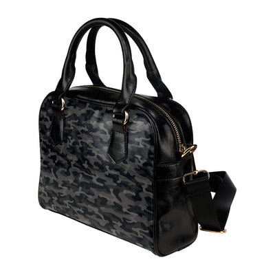 Camo Black Pattern Print Design 02 Shoulder Handbag