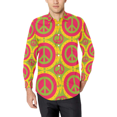 Peace Sign Pattern Print Design A01 Men's Long Sleeve Shirt