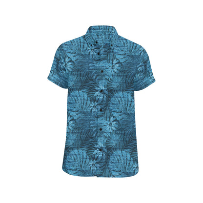 Jean Tropical Pattern Print Design 04 Men's Short Sleeve Button Up Shirt