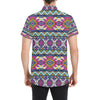 Aztec Pink Geometric Print Pattern Men's Short Sleeve Button Up Shirt