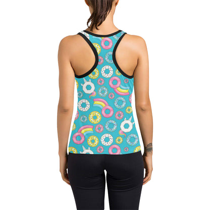Donut Pattern Print Design DN013 Women's Racerback Tank Top