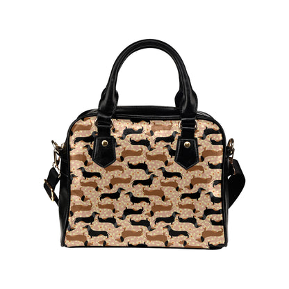 Dachshund Pattern Print Design 011 Shoulder Handbag