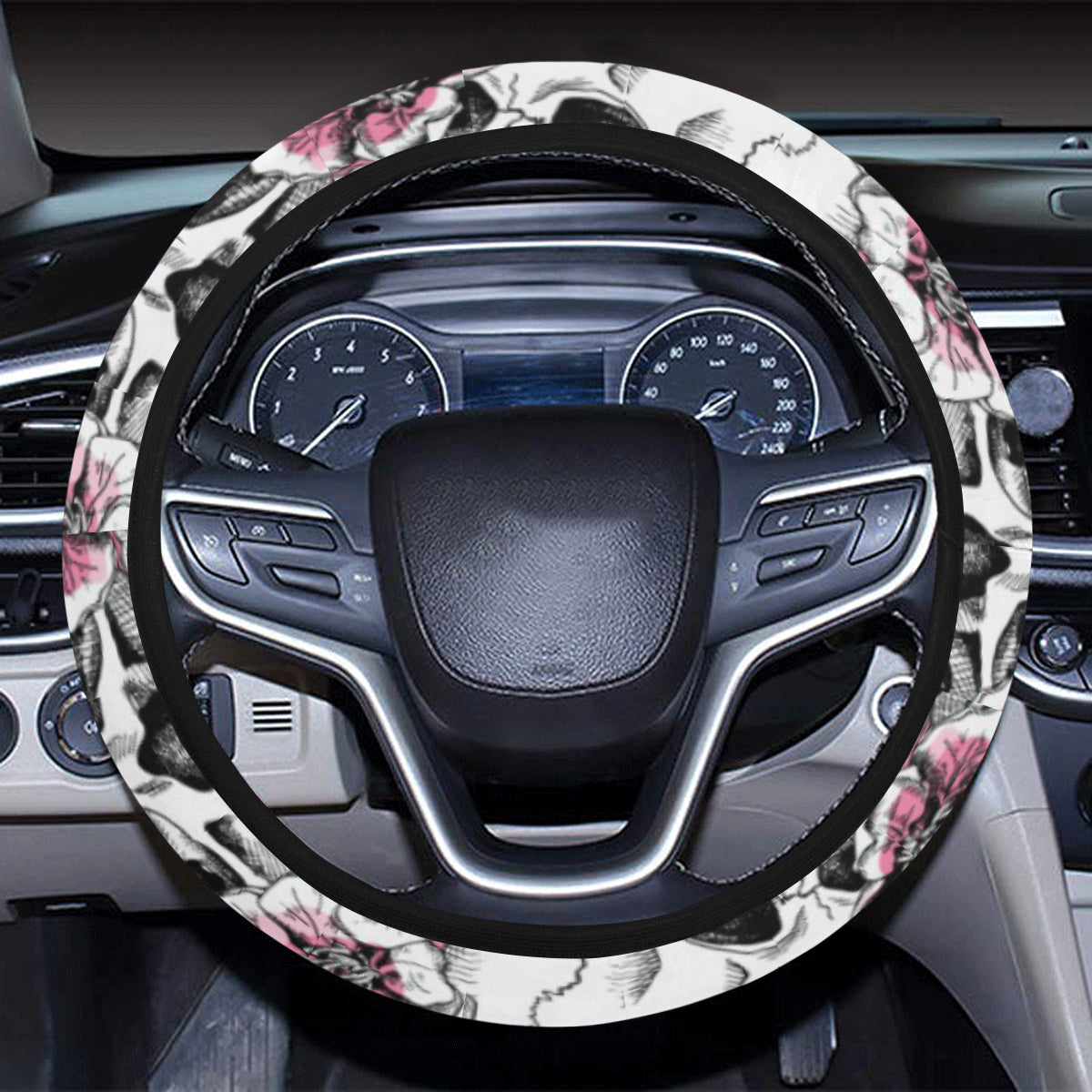 Cherry Blossom Pattern Print Design CB03 Steering Wheel Cover with Elastic Edge