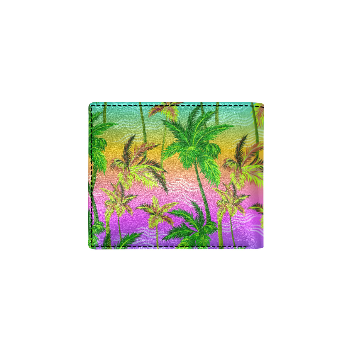 Palm Tree Rainbow Pattern Men's ID Card Wallet