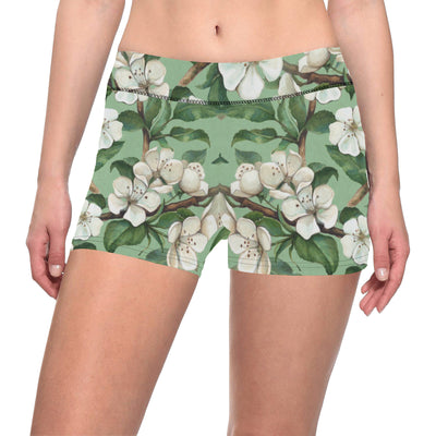 Apple blossom Pattern Print Design AB02 Yoga Shorts