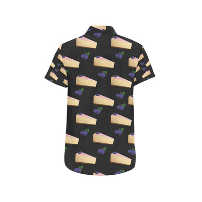 Cheesecake blueberry Pattern Print Design CK01 Men's Short Sleeve Button Up Shirt