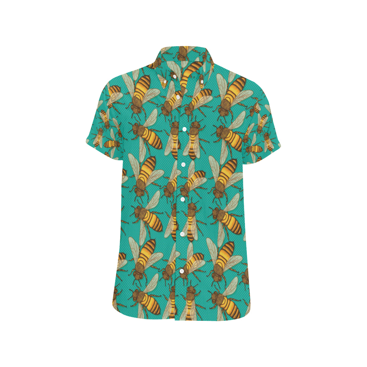 Bee Pattern Print Design BEE04 Men's Short Sleeve Button Up Shirt