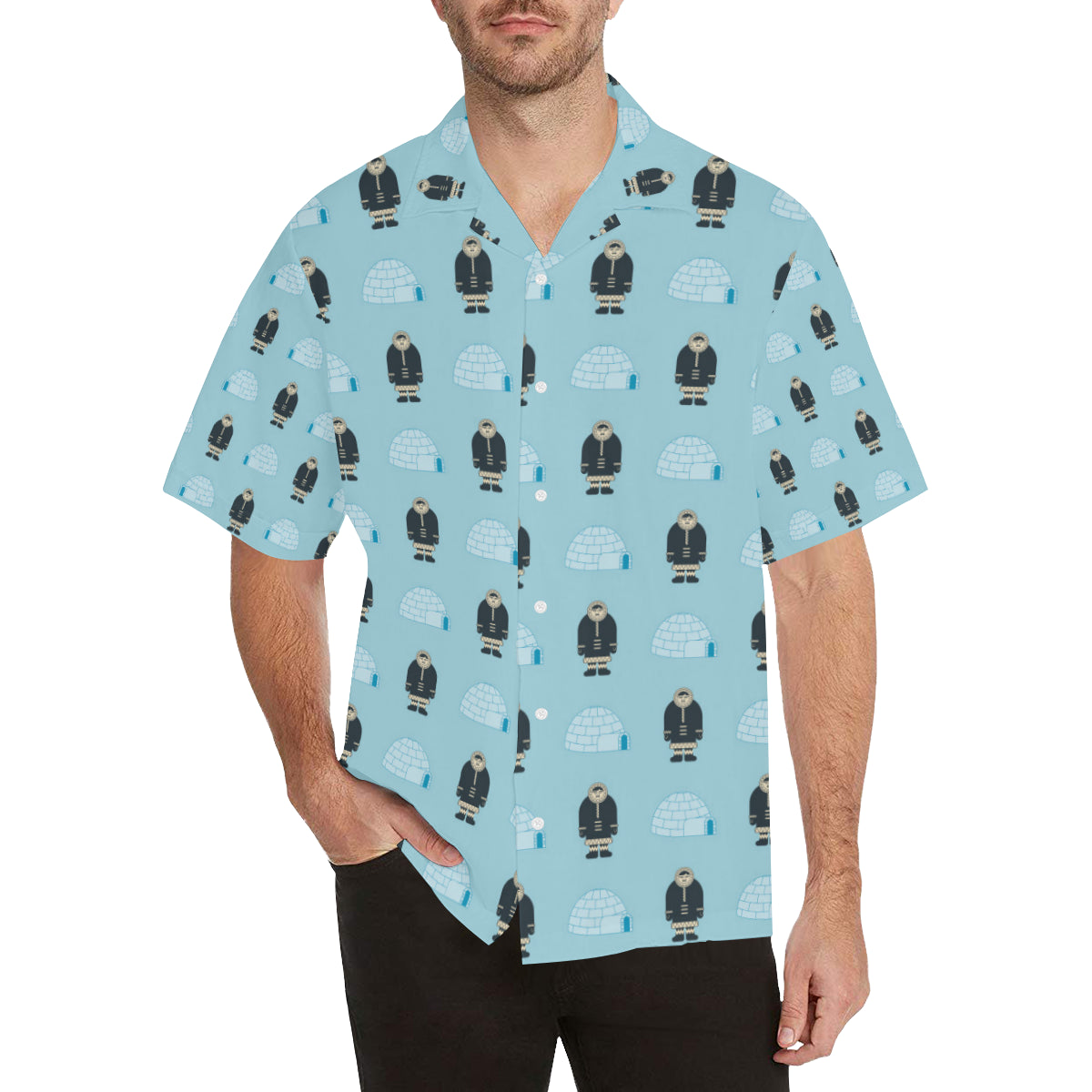 Eskimo Pattern Print Design 03 Men's Hawaiian Shirt