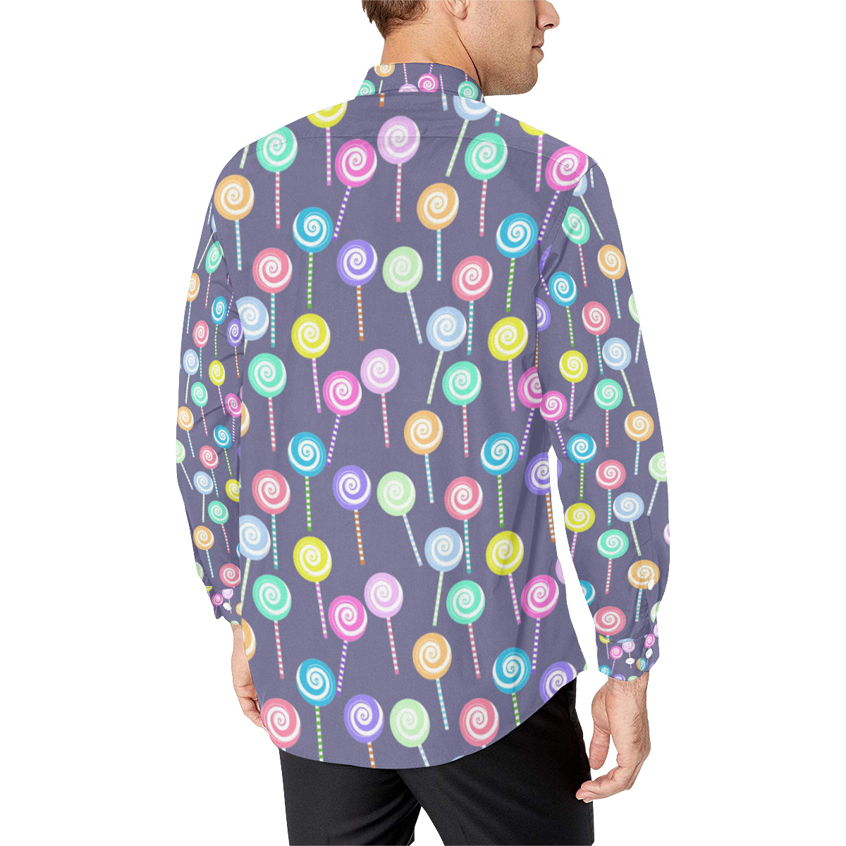 Lollipop Pattern Print Design LL03 Men's Long Sleeve Shirt