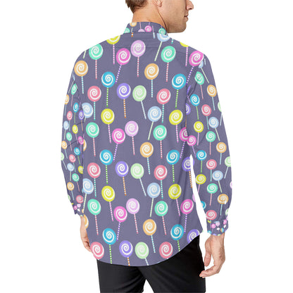 Lollipop Pattern Print Design LL03 Men's Long Sleeve Shirt
