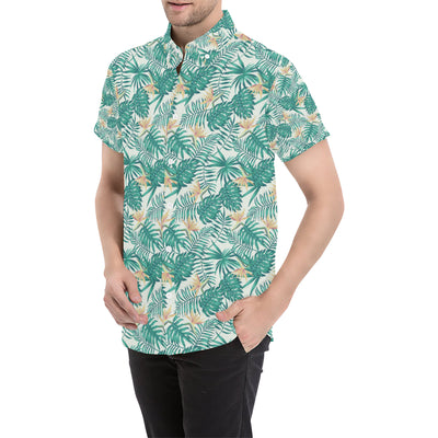 Bird Of Paradise Pattern Print Design 05 Men's Short Sleeve Button Up Shirt