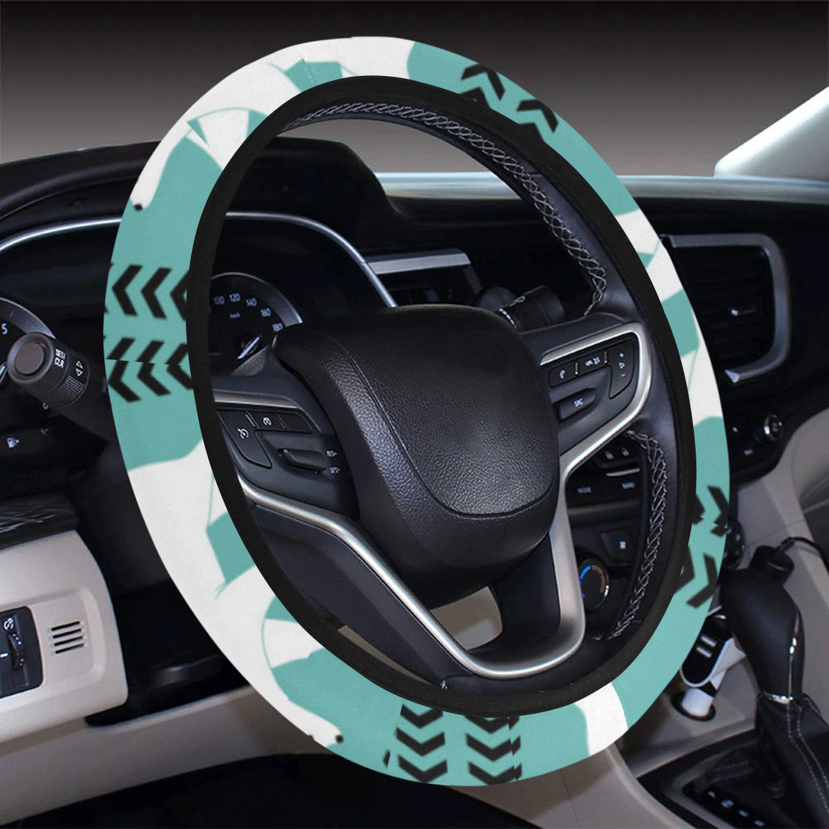 Polar Bear Pattern Print Design A05 Steering Wheel Cover with Elastic Edge