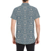 Damask Elegant Teal Print Pattern Men's Short Sleeve Button Up Shirt