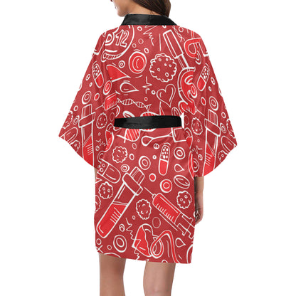 Phlebotomist Pattern Print Design A02 Women's Short Kimono