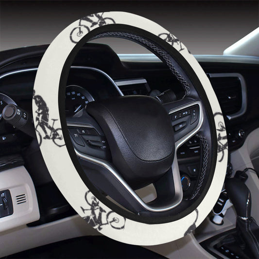 Mountain bike Pattern Print Design 01 Steering Wheel Cover with Elastic Edge