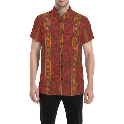 Maori Pattern Print Design 05 Men's Short Sleeve Button Up Shirt