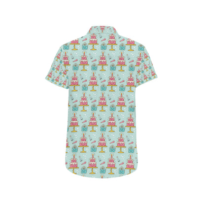Cake Pattern Print Design 06 Men's Short Sleeve Button Up Shirt