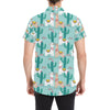 Llama Cactus Pattern Print Design 08 Men's Short Sleeve Button Up Shirt