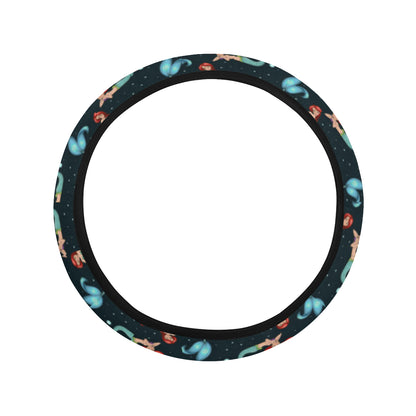 Mermaid Girl Themed Design Print Steering Wheel Cover with Elastic Edge