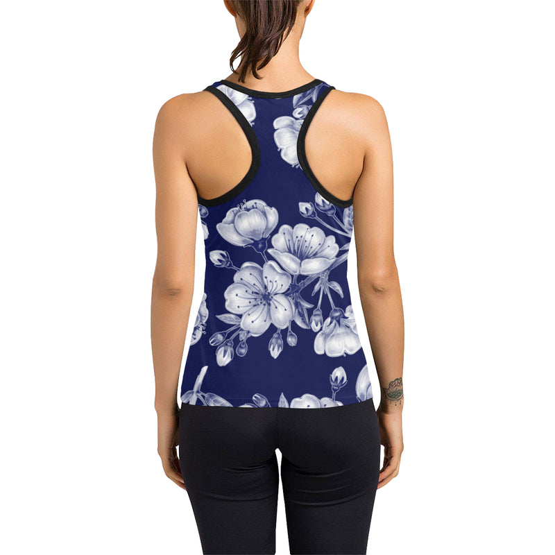 Cherry Blossom Pattern Print Design CB01 Women's Racerback Tank Top