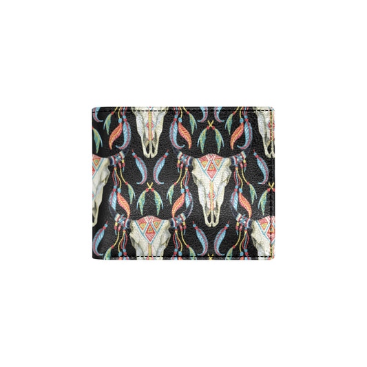 Buffalo Head Boho Style Pattern Print Design 01 Men's ID Card Wallet