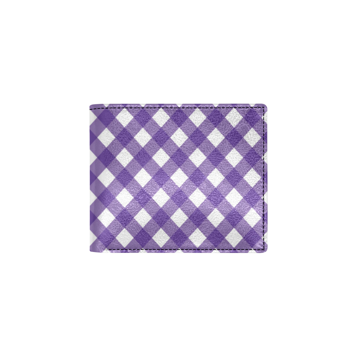 Gingham Purple Pattern Print Design 03 Men's ID Card Wallet