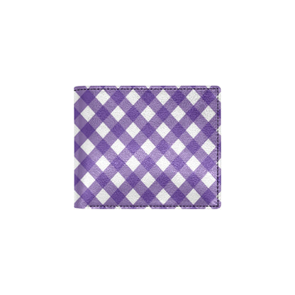 Gingham Purple Pattern Print Design 03 Men's ID Card Wallet