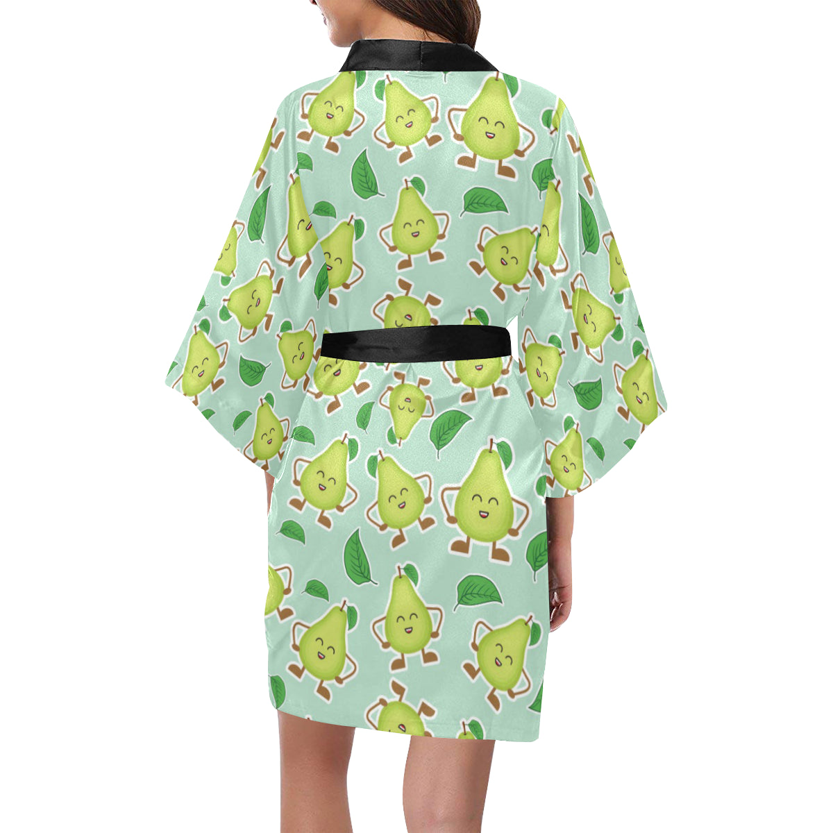 Avocado Pattern Print Design AC011 Women's Short Kimono