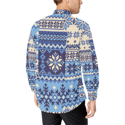Nordic Pattern Print Design A04 Men's Long Sleeve Shirt