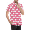 Heart Key Pattern Print Design HE09 Men's Short Sleeve Button Up Shirt