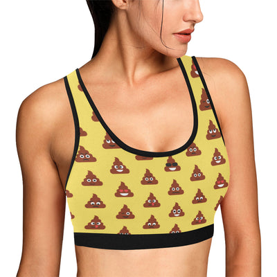 Emoji Poop Print Pattern Sports Bra