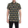 American indian Skull Pattern Men's Short Sleeve Button Up Shirt