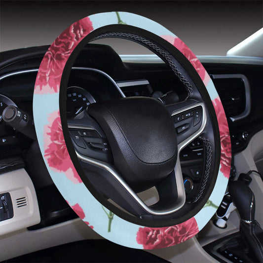Carnations Pattern Print Design CN01 Steering Wheel Cover with Elastic Edge