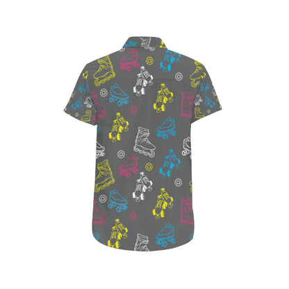Roller skate Pattern Print Design A02 Men's Short Sleeve Button Up Shirt