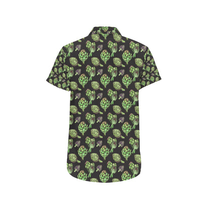 Artichoke Pattern Print Design 02 Men's Short Sleeve Button Up Shirt