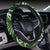 White Green Tropical Palm Leaves Steering Wheel Cover with Elastic Edge