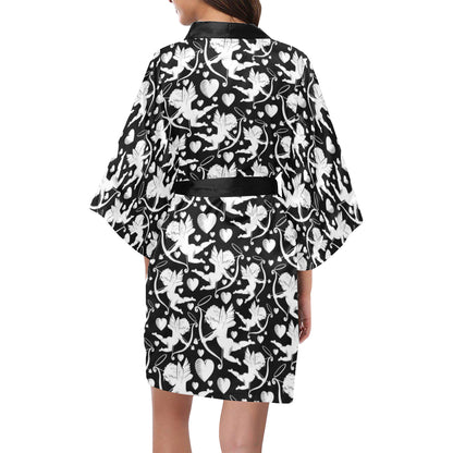 Cupid Pattern Print Design 04 Women's Short Kimono