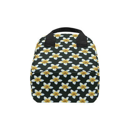 White Plumeria Pattern Print Design PM022 Insulated Lunch Bag