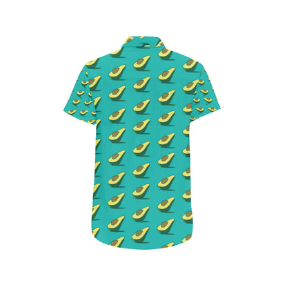 Avocado Pattern Print Design 03 Men's Short Sleeve Button Up Shirt