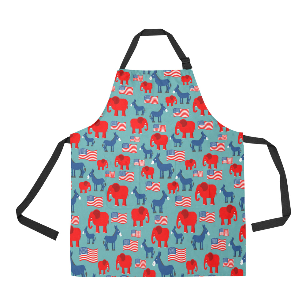 Donkey Red Elephant Pattern Print Design 03 Apron with Pocket