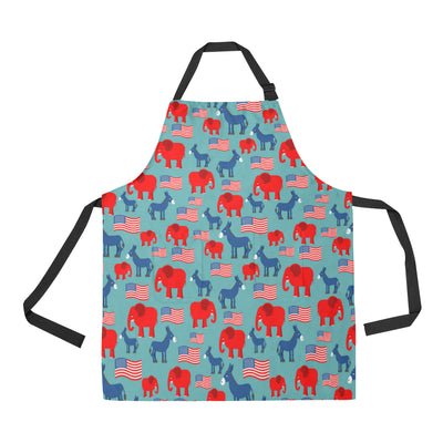 Donkey Red Elephant Pattern Print Design 03 Apron with Pocket