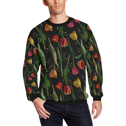 Tulip Embroidered Pattern Print Design TP01 Men Long Sleeve Sweatshirt