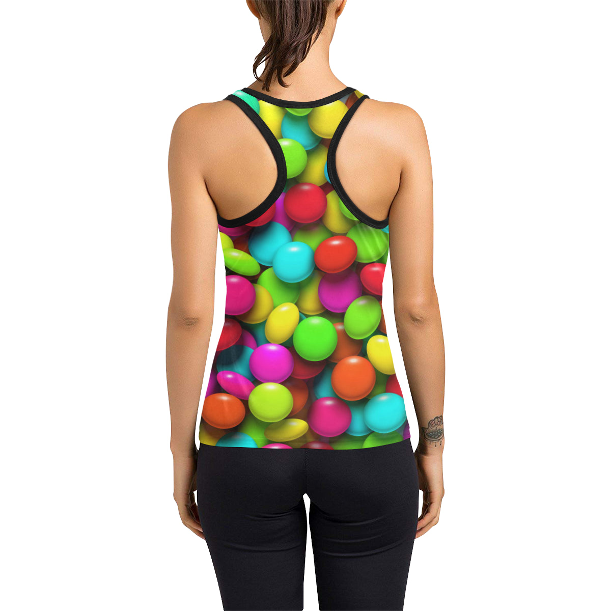 Candy Pattern Print Design CA03 Women's Racerback Tank Top