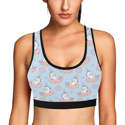 Donut Unicorn Pattern Print Design DN014 Sports Bra