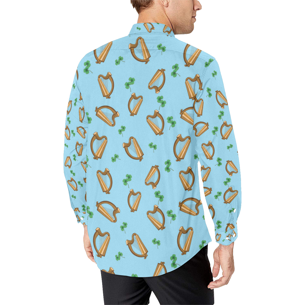 Harp Pattern Print Design 01 Men's Long Sleeve Shirt