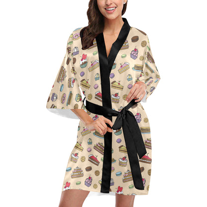 Cake Pattern Print Design 03 Women's Short Kimono